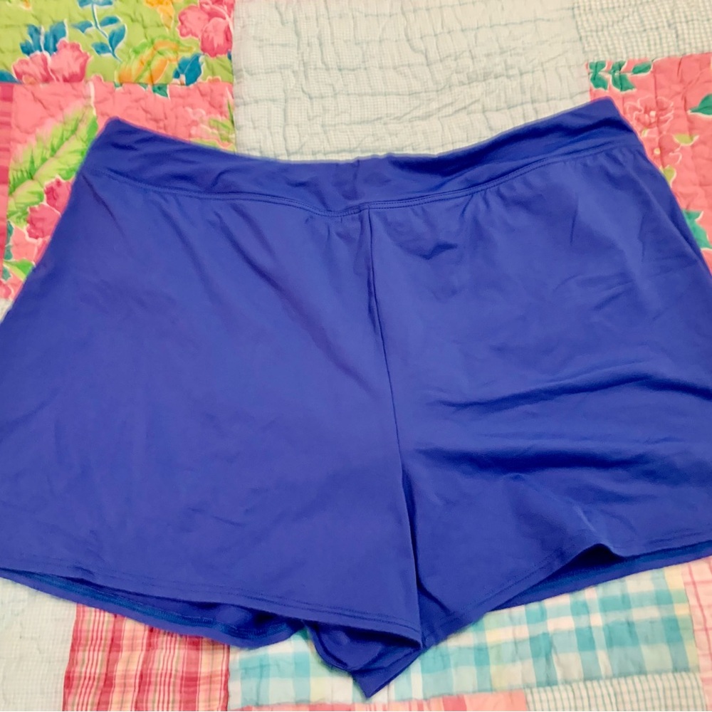 Lands' End Blue Swim Shorts Lightweight Elastic Waist 16W